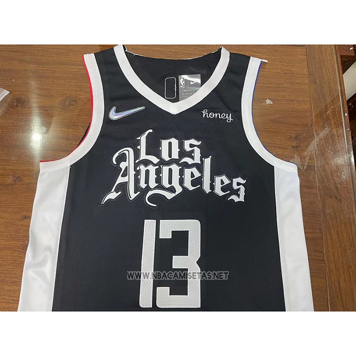 Camiseta Los Angeles Clippers Paul George NO 13 Ciudad 2020-21 Autentico Negro